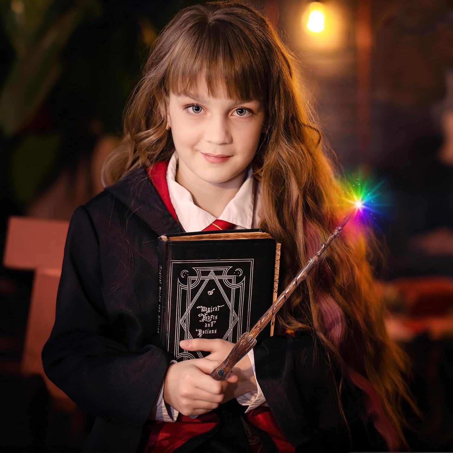 Rechargeable Light Up Wizard Wand with Gradient Lighting, Illuminating Witch Toys with Gift Box, for Kids Cosplay Collections, Ghost