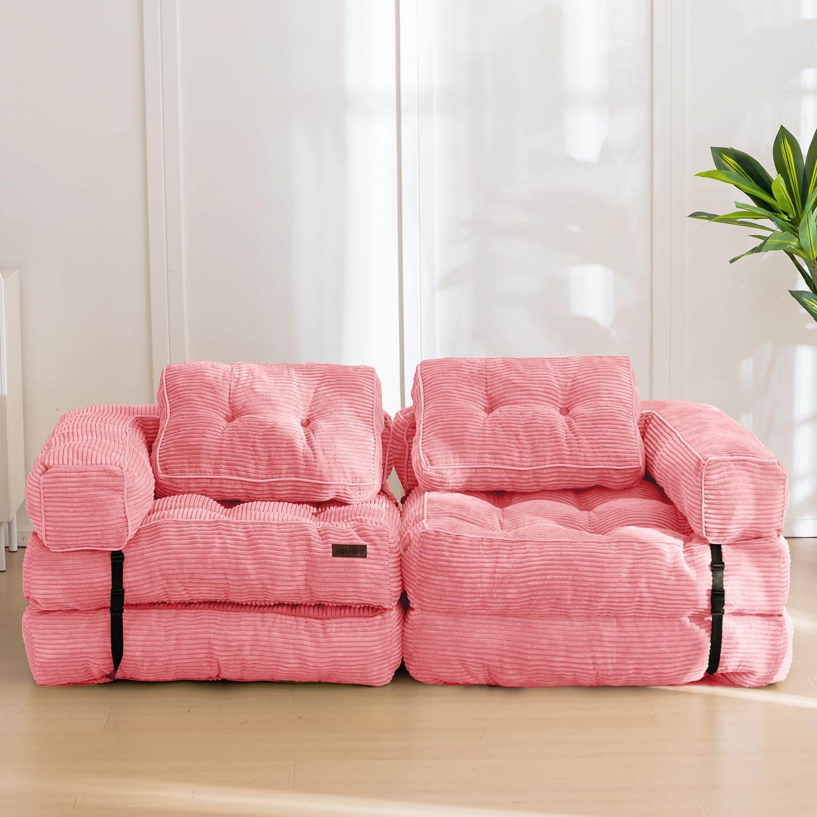 MAXYOYO Faltbares Schlafsofa,Cord Umwandelbarer Sofa Bett Schlafsessel mit Kissen,160x80 cm Komfortable Schlafcouch Bodensofa-Lounge für Schlafzimmer Wohnzimmer