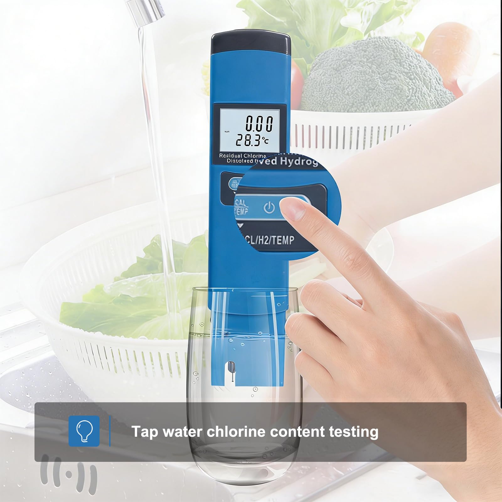 Dispositivo di prova dell'acqua digitale professionale per misurare la concentrazione e la temperatura, tester di sicurezza per bere