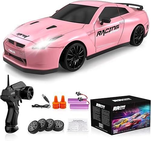 Miniatura 10 de Coche de control remoto RC Drift Car 24GHz escala 124 4WD 15KMH modelo vehículo de alta velocidad con luces LED neumático de deriva coche deportivo
