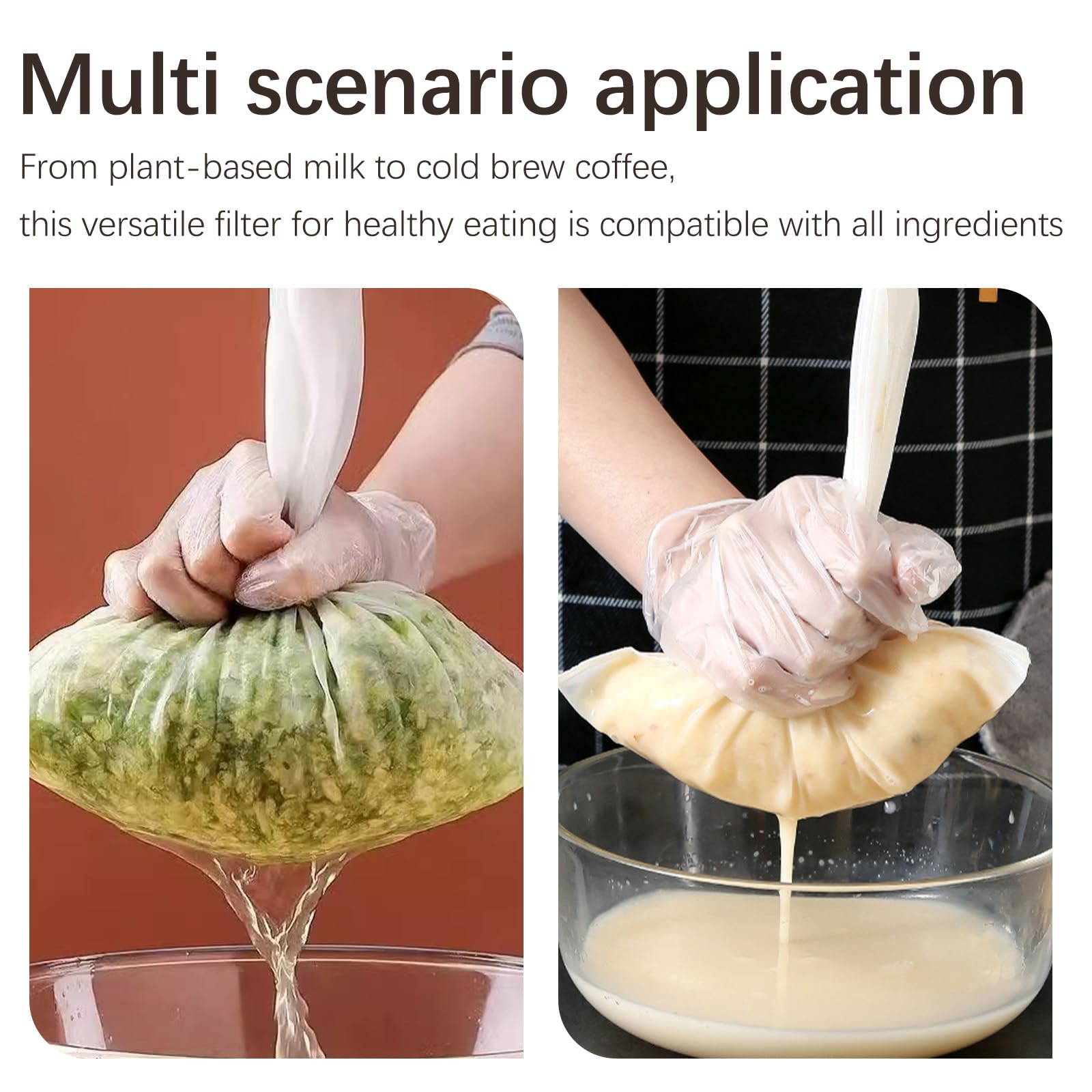 Set Da 5 Sacchetti Filtro Per Alimenti – Maglia 100, Riutilizzabili, Per Succhi, Latte Di Noci, Yogurt, Caffè Freddo E Formaggio