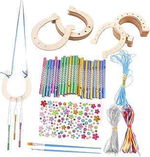 SEWACC 1 Conjunto De Decoração De Madeira Memorial Sinos De Vento Jardim Pendurado Carrilhão De Vento Pendurado Sinos De Vento Madeira Pendurado Na Parede Ferradura Pendurado Carrilhão