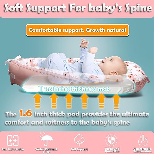 Miniatura 7 de Funda para tumbona de bebé, algodón suave ultra transpirable, perfecta para el tiempo boca abajo, portátil y ajustable, funda para asiento de piso