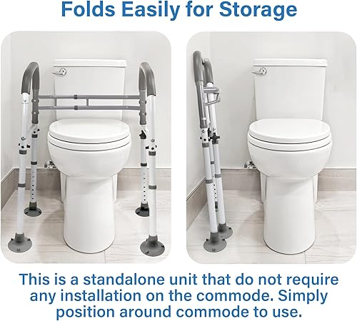 Vista 14 de Vaunn Medical Deluxe - Marco de seguridad ajustable y plegable para inodoro, pasamanos de baño, mango de barra de agarre