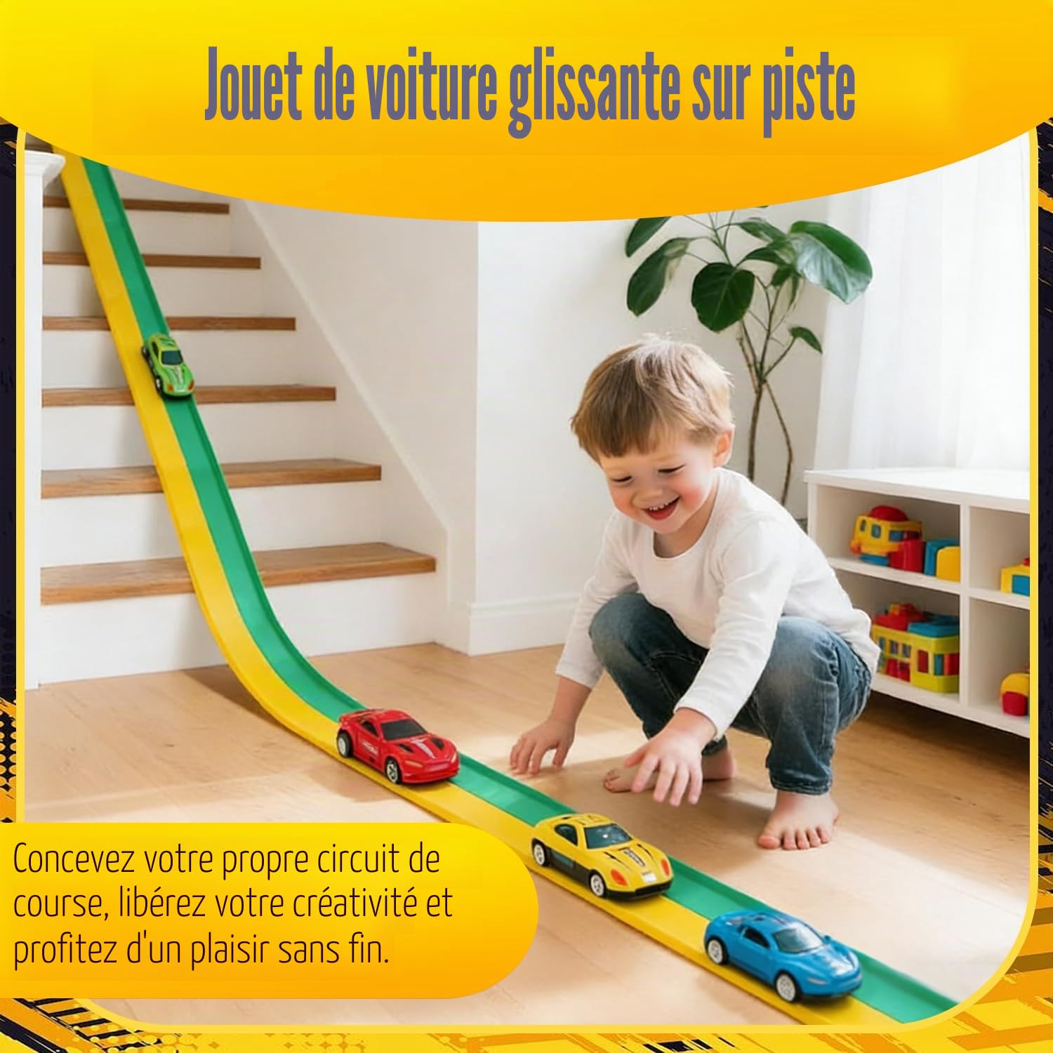 Circuit de Voiture Flexible, Circuit de course flexible pour voitures de course, Portable Piste de Course Jouet pour Voiture, Piste de Voiture Jouet Librement Construite, Cadeau pour Garçons et Filles