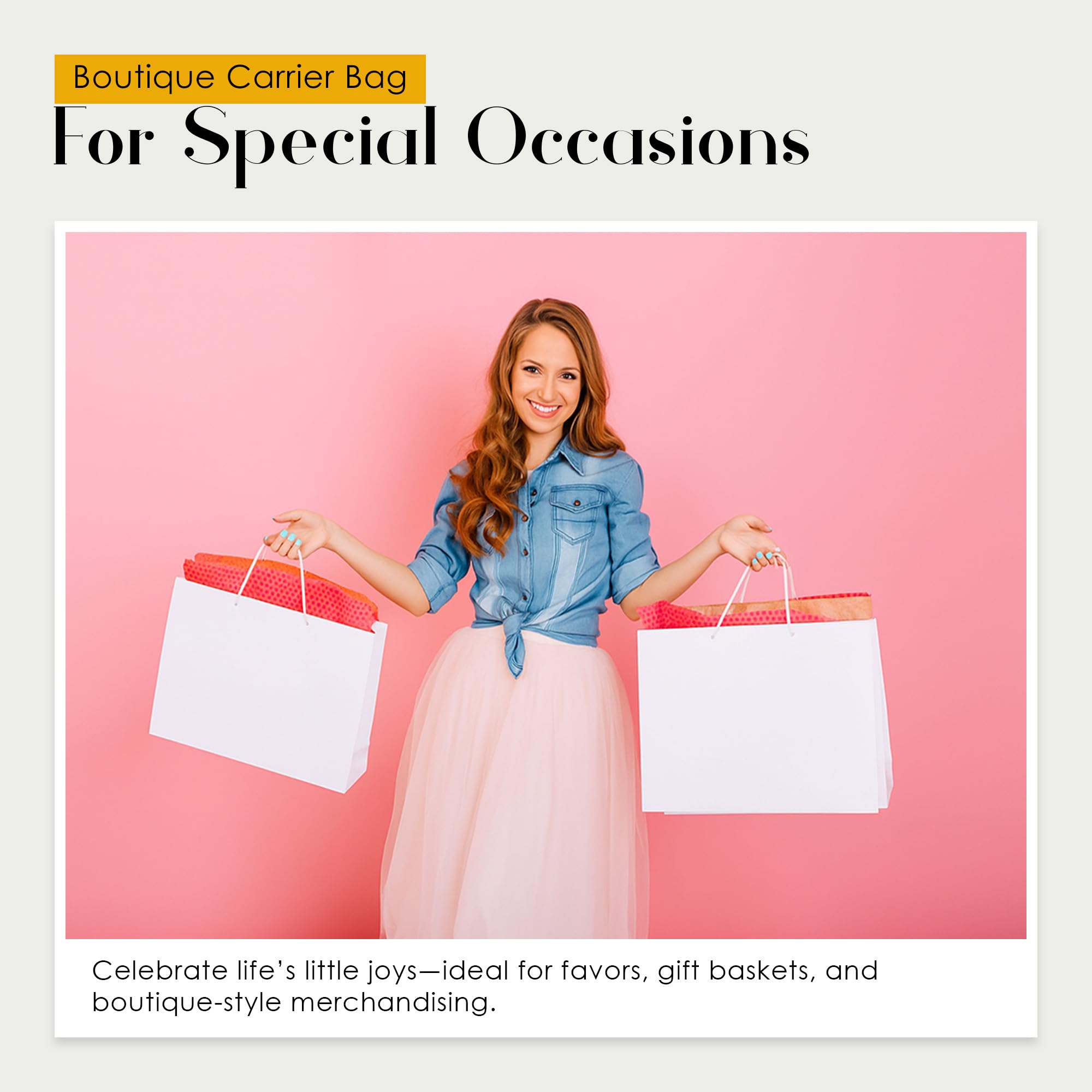 Thepaperbagstore 30× sacs cadeaux blancs grands laminés brillants 41 × 32 × 13 cm – sacs en papier 250 g/m² avec poignées en corde et fond renforcé – pour cadeaux, mariages et événements
