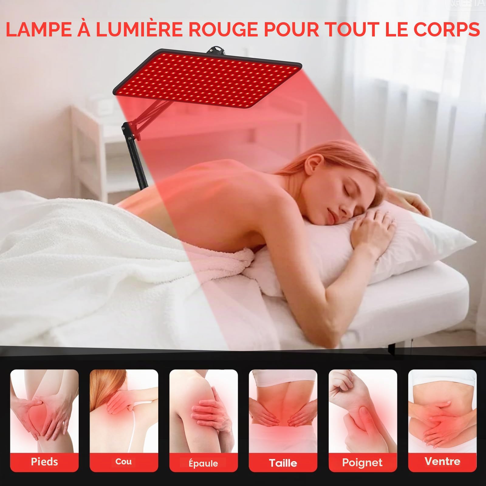 Morfone Lampe à Lumière Rouge Corps et Visage, Lampe Infrarouge avec 200 LED, (660 nm, 850 nm, 940 nm) Panneau Lumière Infrarouge avec Lunettes de Protection (Ne Produit Pas de Chaleur)