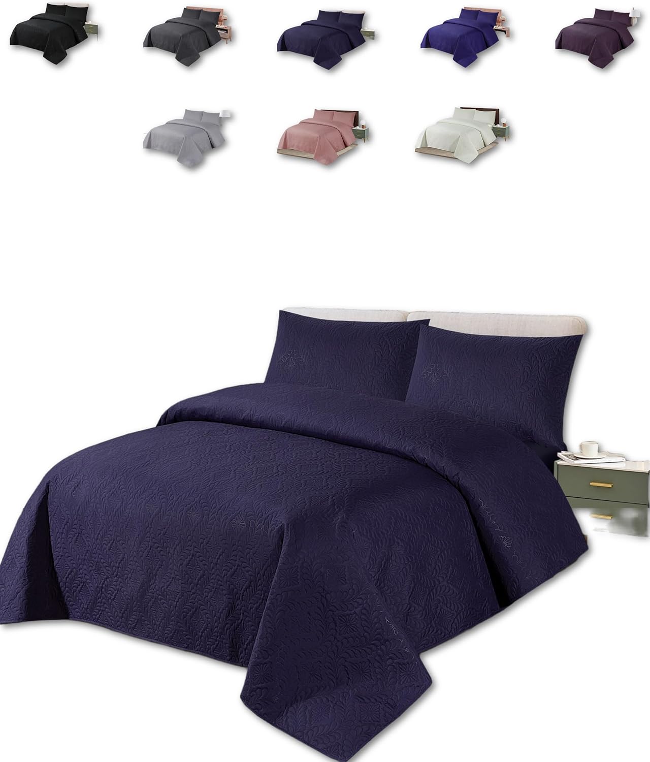 BEDSPREAD Luxury Quilted 3 Tog Bed Throw Warm Quilt (Bedspread