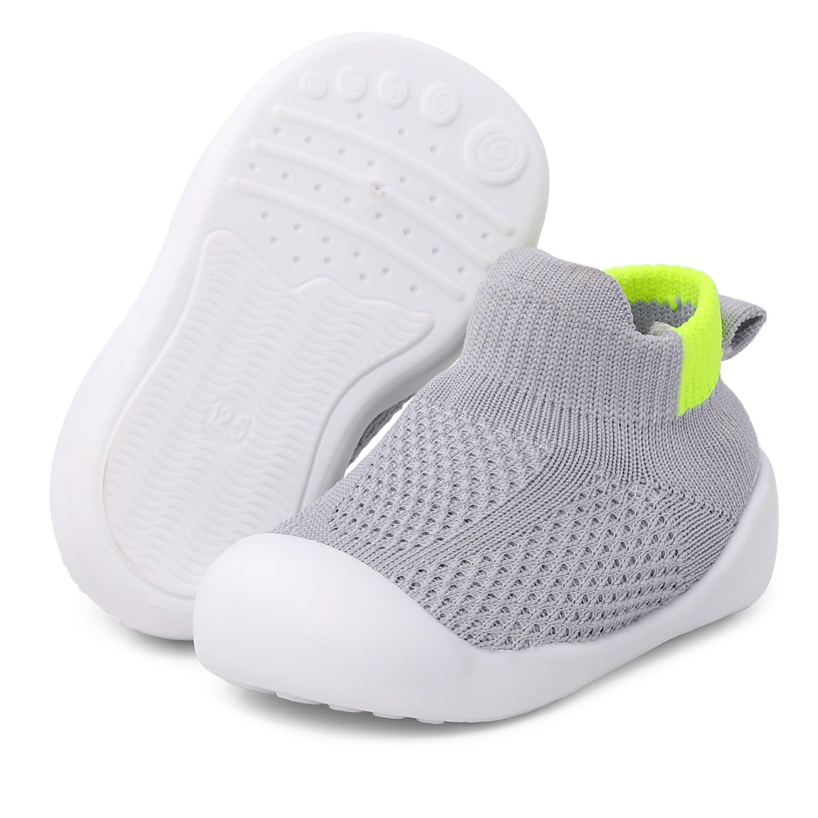 LACOFIA Scarpe Primi Passi Bambino Scarpe Calzino Traspiranti Neonato con Antiscivolo Suola in Gomma