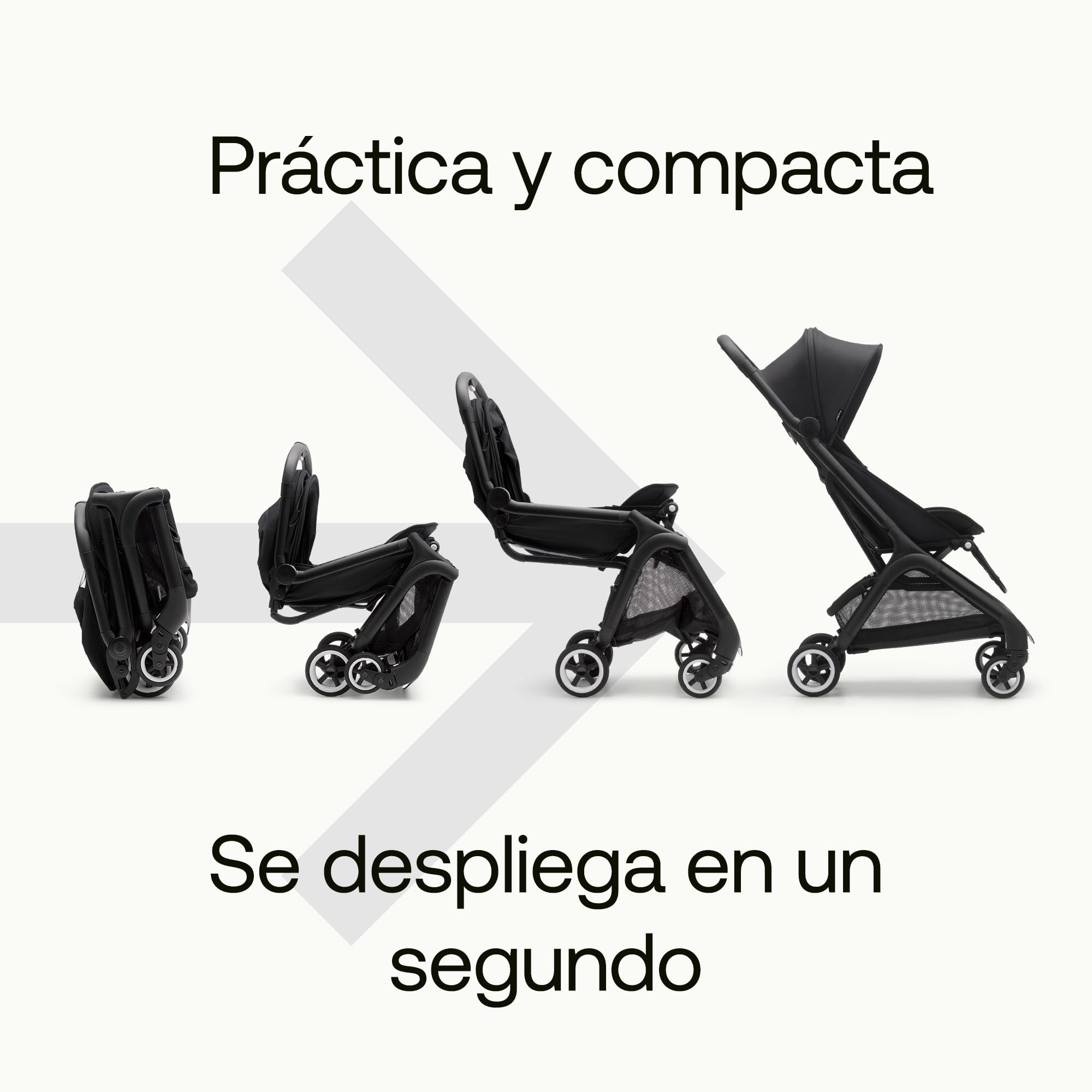 Bugaboo Butterfly Pack, Silla de paseo de Viaje con barra de seguridad, Pequeña y Ligera, Fácil de Plegar en 1 segundo, Cochecito Urbano para Bebés y Niños, espacioso con dirección cómodo, Negro