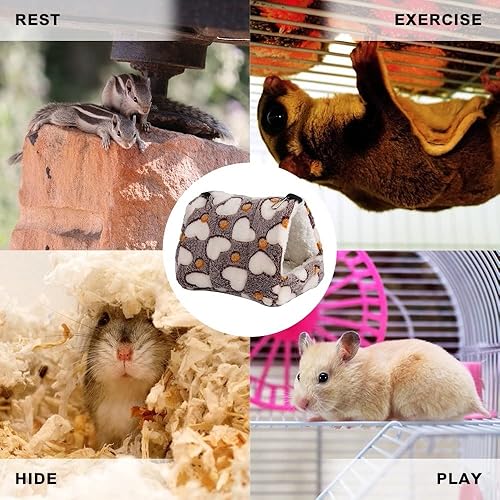 Miniatura 9 de MiOYOOW Cama de invierno cálida para hámster, hamaca colgante de loro para el hogar, cama suave para mascotas pequeña con diseño de gancho para