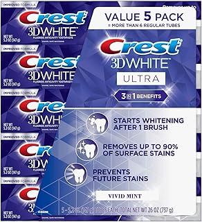 Crest 3D White Ultra Whitening Toothpaste, Vivid Mint (5.2 oz., 5 pk.)