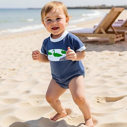 Miniatura 3 de LIOMENGZI Mameluco de verano para bebé niño, trajes de mameluco de bloque de color, lindo overol de 3, 6, 12, 18 meses