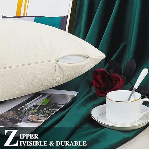 Miniatura 30 de BRAWARM Fundas de almohada de piel sintética de 16 x 16 pulgadas, paquete de 2 fundas de almohada de cuero plateado, almohadas decorativas de piel