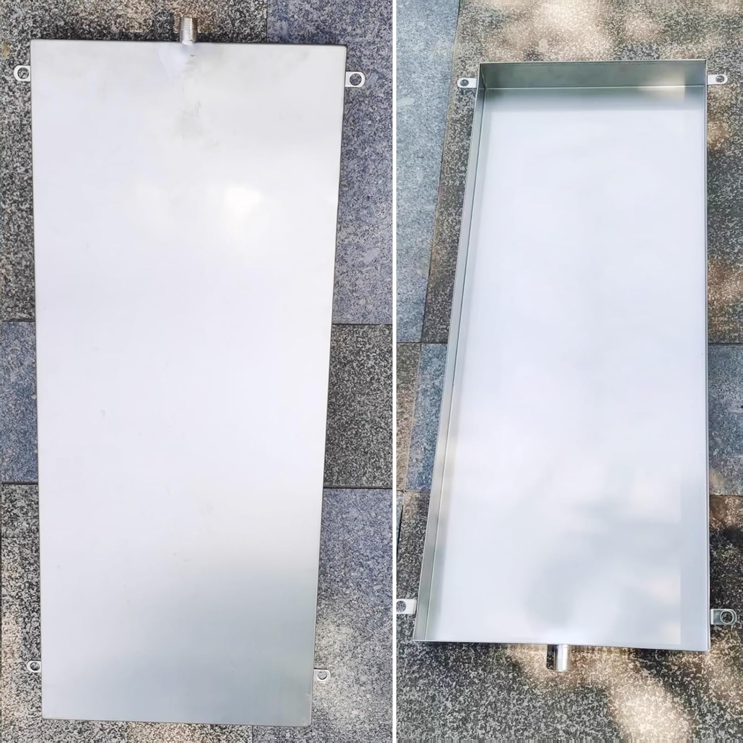 Durable Stainless Steel AC Drain Tray with Flexible Hose - Universal 20x100cm (8x39in) Drip Pan Replacement for Air Conditioners & Washing Machines, Maximum Protection