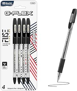 BAZIC G-Flex Black Oil-Gel Ink Pen w/ Cushion Grip (4/Pack)
