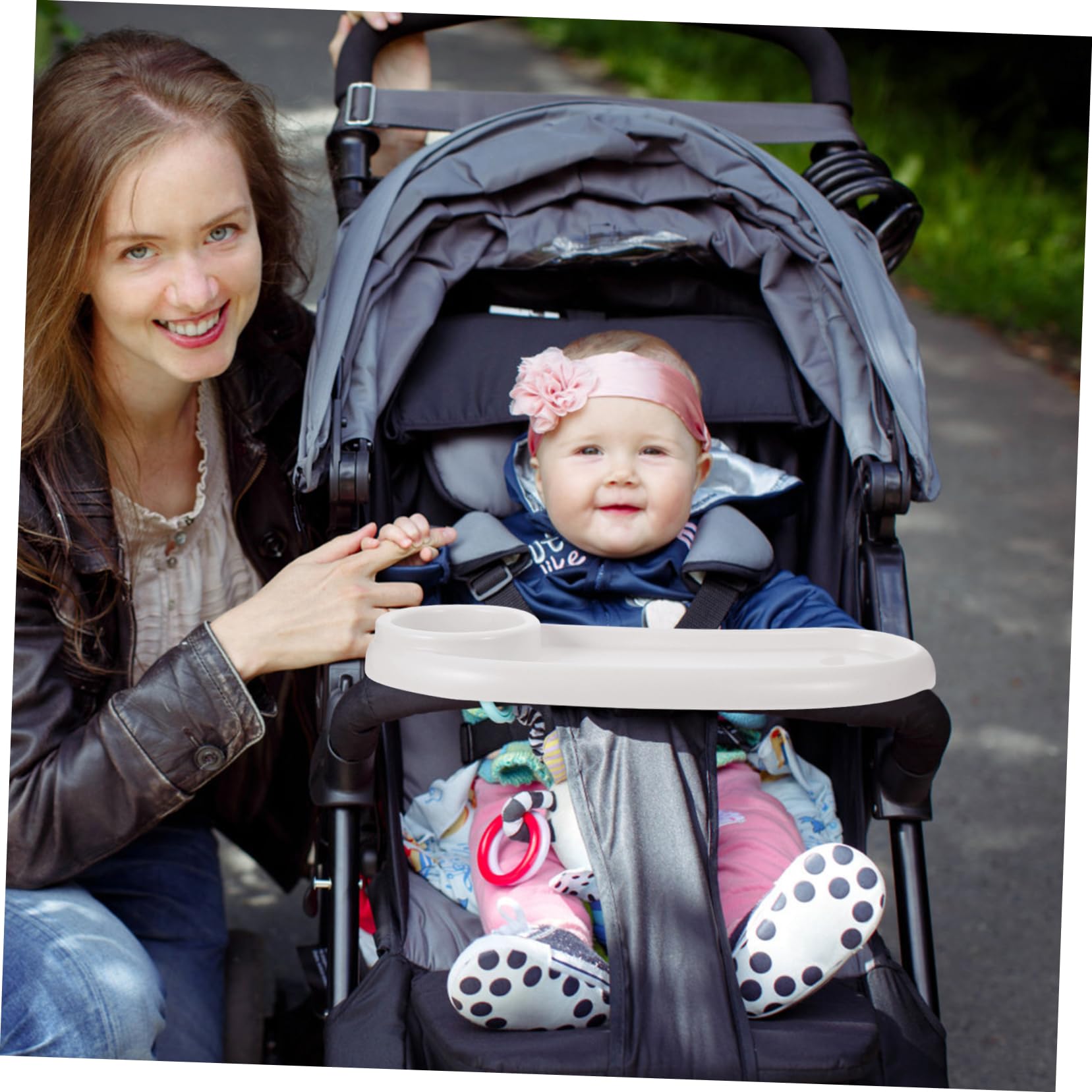 Toddmomy Stroller Food Tray Universal Baby Stroller Accessory Removable Tray and Cup Holder