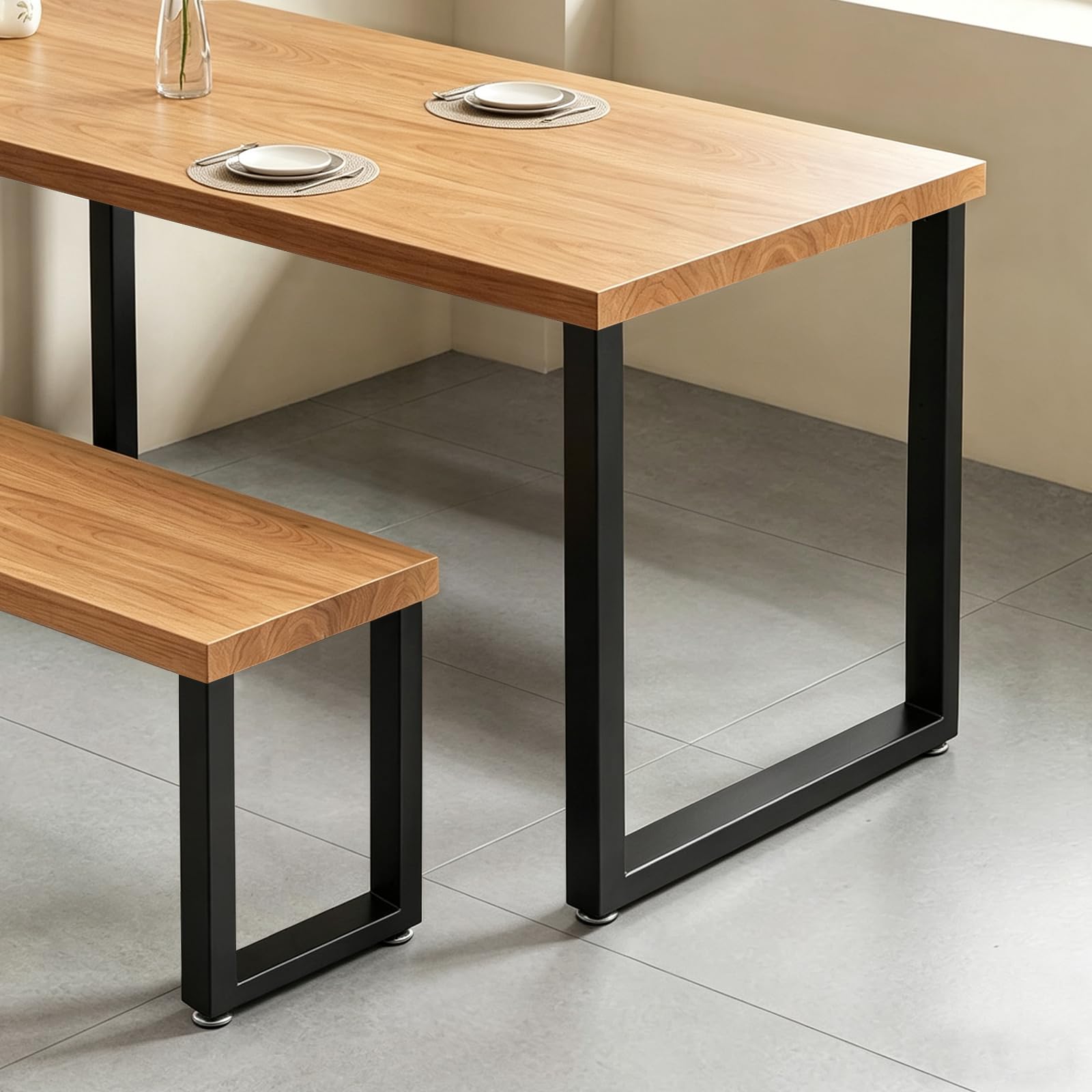 Jahof Gambe da tavolo in metallo nero, 30 x 40 cm, 2 pezzi, rettangolari, regolabili, resistenti, per tavolo da caffè, panca