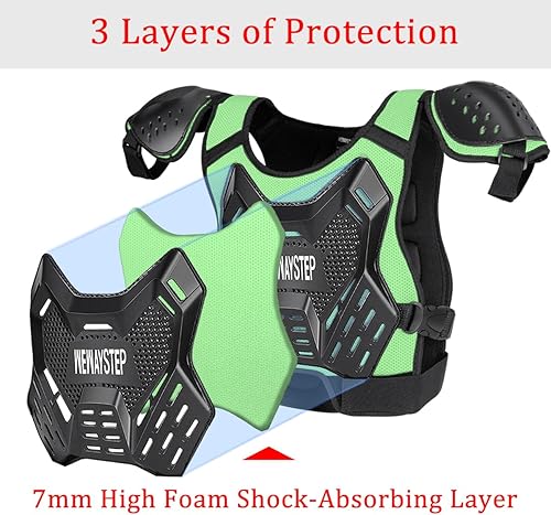 Miniatura 28 de Protector de pecho para motocross para niños, chaleco de armadura de motocicleta con rodilleras, coderas, protección de cuerpo completo