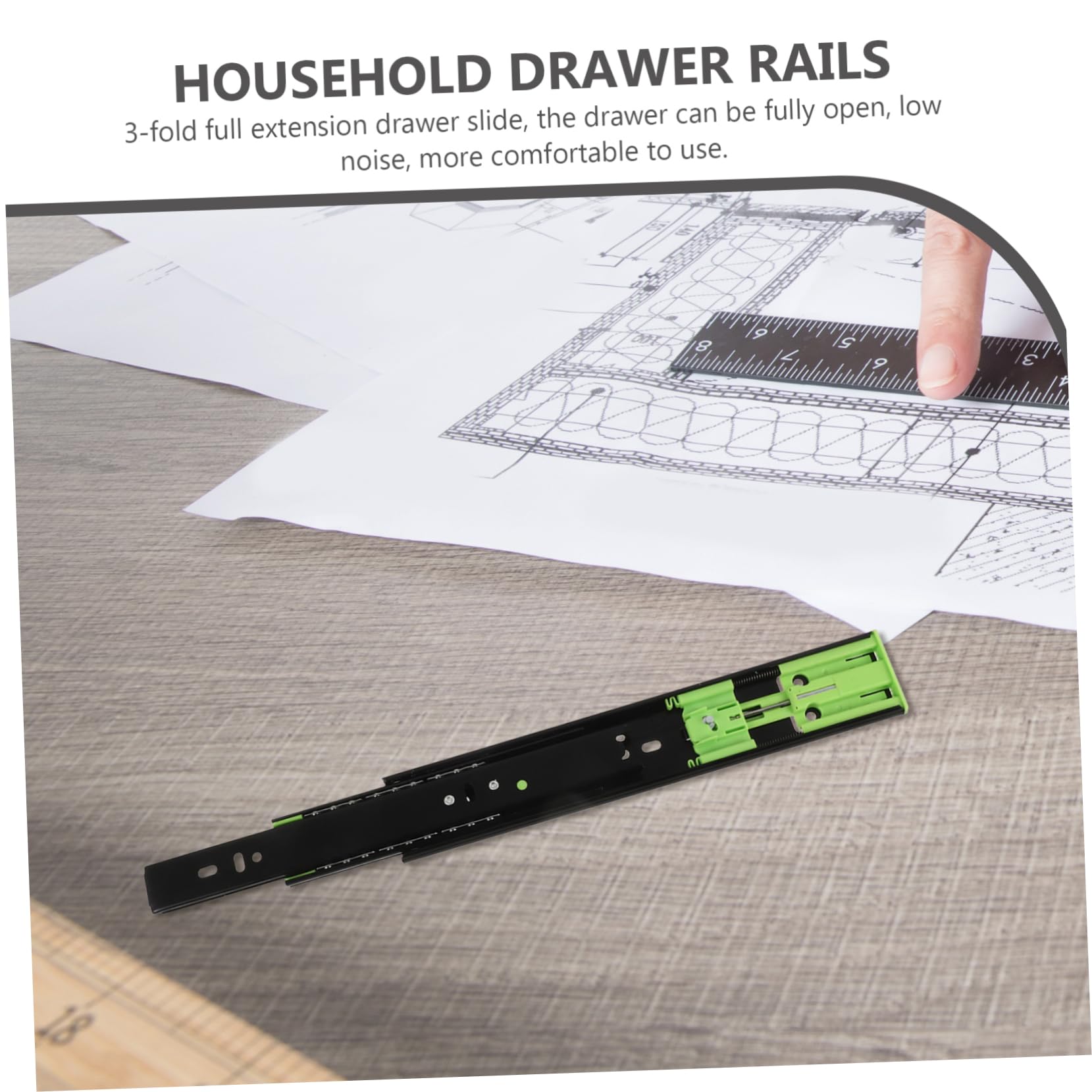 IWOWHERO 1Pair Silent Drawer Glides for Slow Closing Sliding Rails Durable Construction for Kitchen Cabinets and Wardrobes Easy Installation