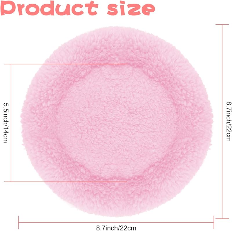 BWOGUE Hamster Bed, Round Velvet Sleep Pad for Guinea Pigs and Rats, 8.7 in | Round Mat for Small Pets, Soft Velvet, Machine Washable, Cage & Home Use, Hamsters Guinea Pigs