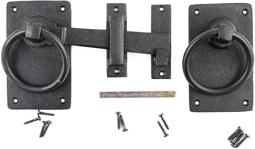 Miniatura 4 de Renovators Supply Manufacturing Cerradura de puerta de 6.5 pulgadas, cerradura de puerta de hierro forjado negro con herrajes de montaje