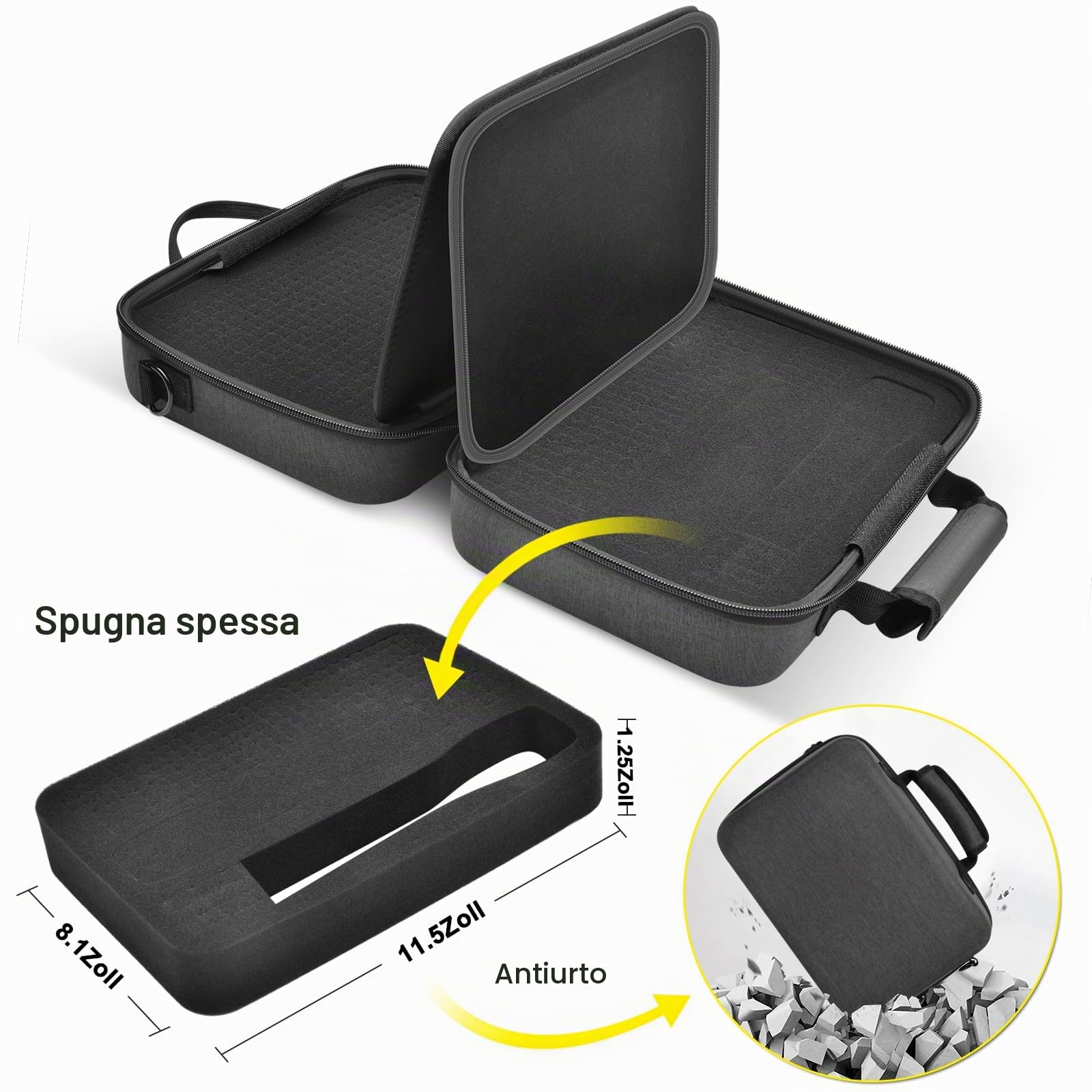 Custodia per microfone senza fili per JBL, TONOR, Shure, Bietrun, ALPOWL e due microfoni fai da te, in schiuma adatta per diverse dimensioni (solo scatola), Nero