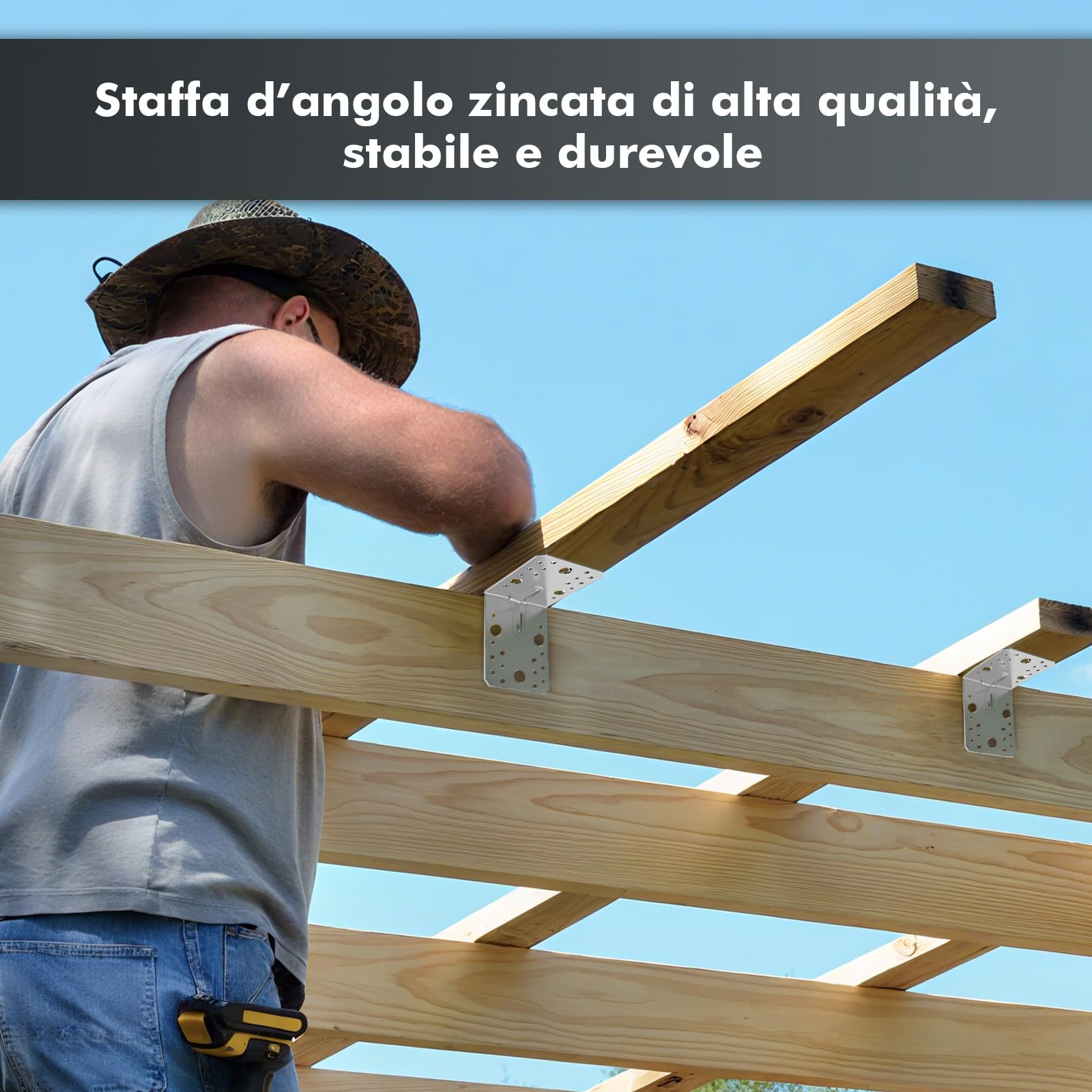 Shinfly 12 connettori angolari 105 x 105 x 90 mm, spessore 2,5 mm, zincato