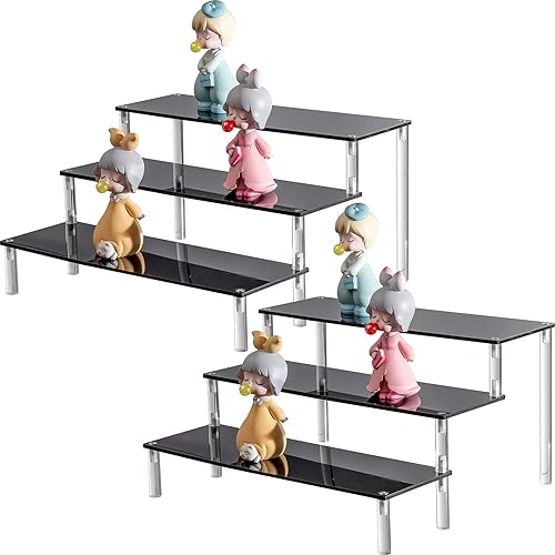 Miniatura 8 de BYCY Soporte de exhibición acrílico transparente de 3 niveles para cupcakes, estante organizador de colección, soporte para postres, elevador