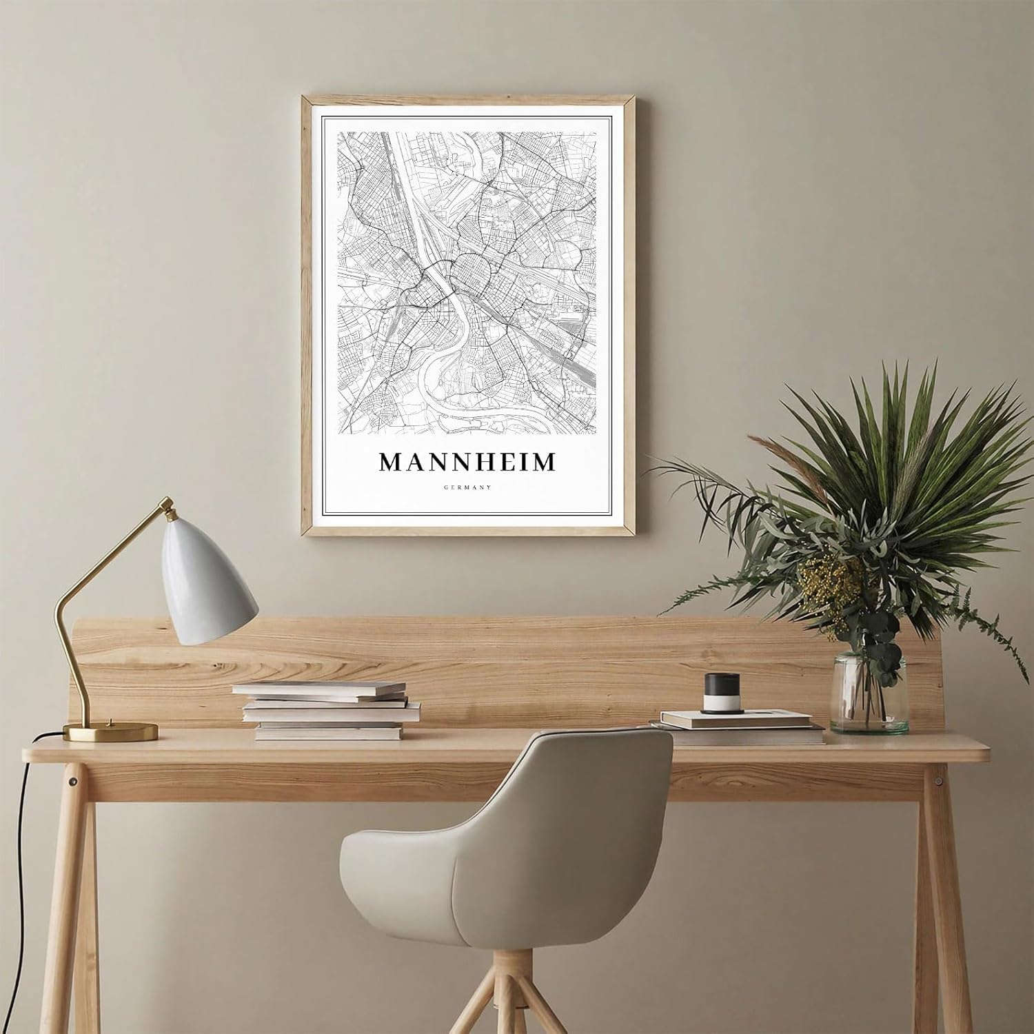 Modern Black & White Poster of Mannheim Germany Baden württemberg 1 | 11x17 12x18 16x24 24x36 Unframed Print Wall Art | Minimalism City Traveler Gift | Minimalist Home Office Decor