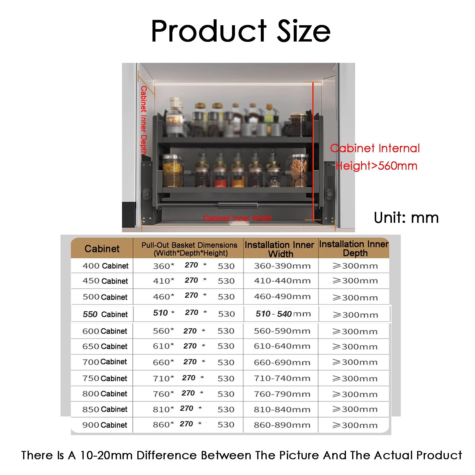Mensola da parete a 2 ripiani estraibile da 300 mm, con capacità di carico di 12 kg, cestino sollevabile per armadietti, bar, caffetterie, dimensioni 710 x 270 x 530 mm