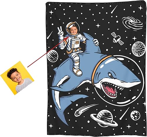 Miniatura 2 de Manta de franela personalizada con fotos, texto, manta de tiburón personalizada, manta de franela personalizada, regalo de cumpleaños para adultos y