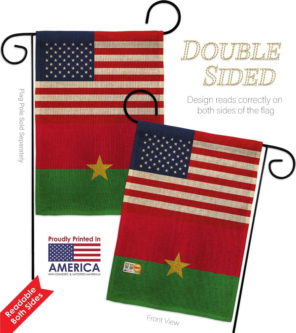 Burkina Faso US Friendship Burlap Burlap Garden Flag Regional USA American Alliance World Country Particular Area Small Decorative Gift Yard House Banner Double-Sided Made In 13 X 18.5
