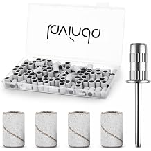 Lavinda 100 Pcs Nail Drill Bits Sanding Bands for Nail Drill with Mandrel Bit, Drill Bits Nail Tech for Acrylic Nails Gel Manicures and Pedicure 240 Grit Extra Fine-Pink
