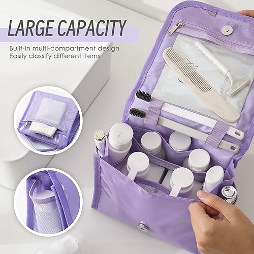 Miniatura 3 de Scandihome Neceser de viaje para mujer, bolsa de cosméticos impermeable con asa multifuncional, bolsa de cosméticos de maquillaje, organizador de