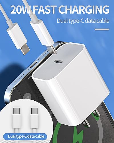 Miniatura 2 de Caja de carga rápida USB C para iPhone de 20 W, bloque de cargador de pared, cable de 6.6 pies de largo para 15 Pro Max Plus iPad 10, Air 45, Mini6,