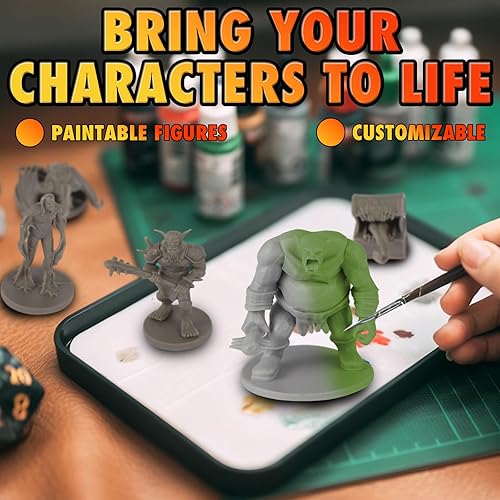 Miniatura 4 de 50 figuras únicas de RPG de mesa de fantasía en miniatura para Calabozos y Dragones, juegos de rol Pathfinder. Sin pintar a granel, ideal para D&D