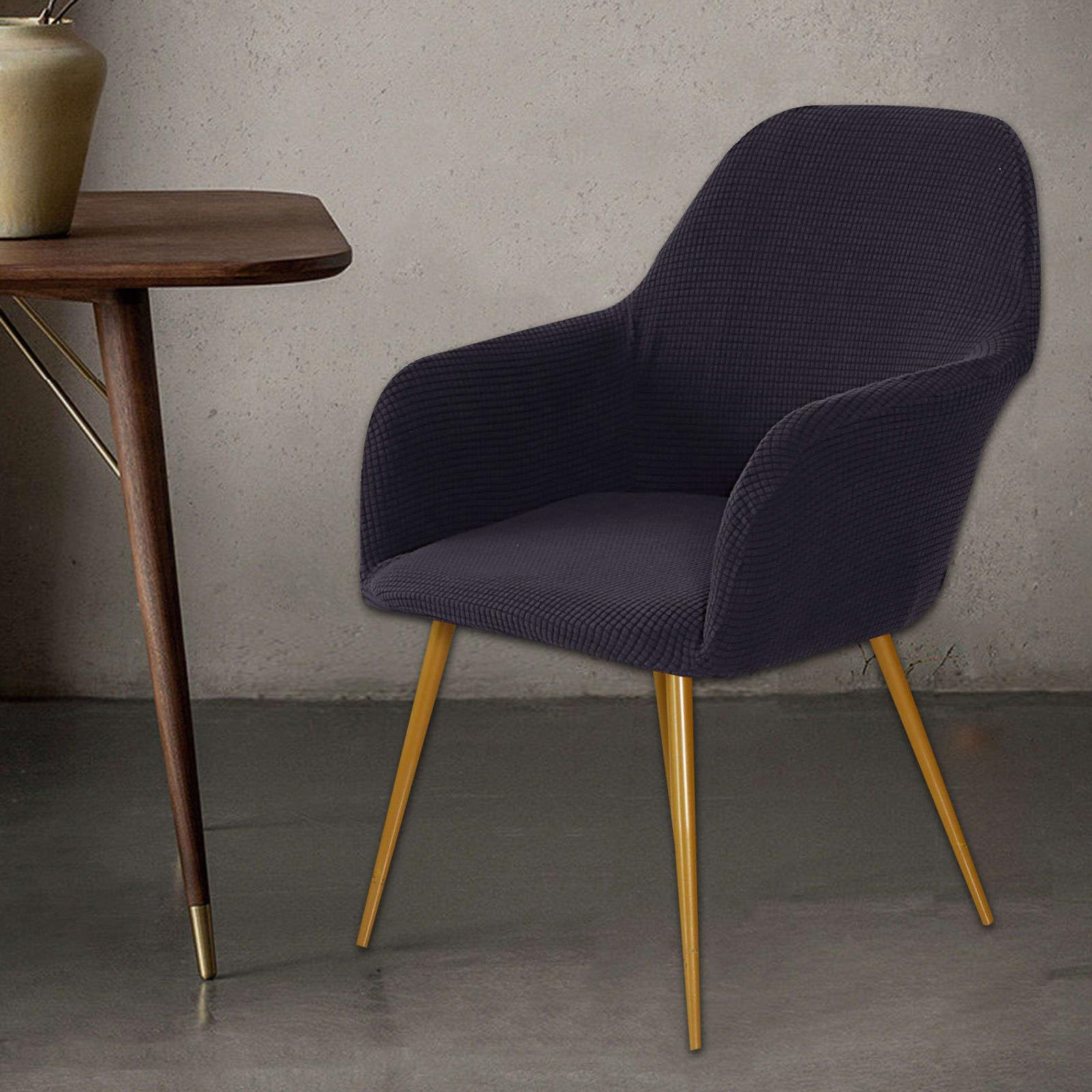 Fondo per Silla de Comedor con reposabrazos Fundas Modernas per sillas con Respaldo Curvo extraíble Funda per Silla per Comedor (Grigio a 6 Pezzi)