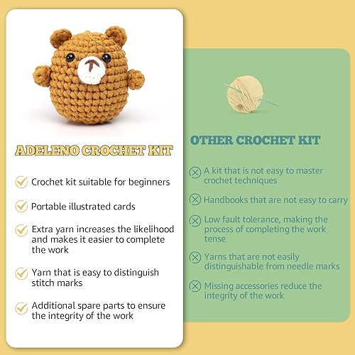 Miniatura 5 de Adeleno Kit de ganchillo para principiantes, kit de inicio de ganchillo con video tutorial paso a paso, kits de ganchillo para principiantes para