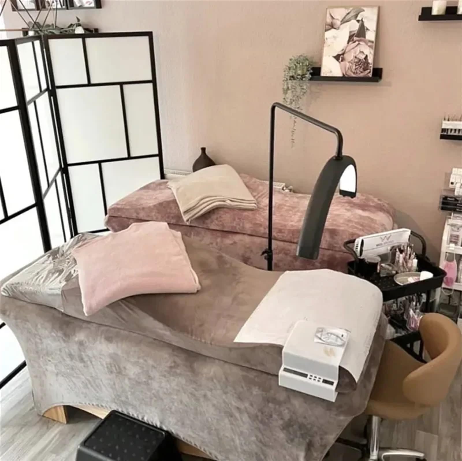 ColchóN para Camilla De Masaje Cama de Masaje Curvada con extensión for salón de Belleza, colchón de Terciopelo for Mesa de masajes para SalóN De Belleza(Black Mattress)