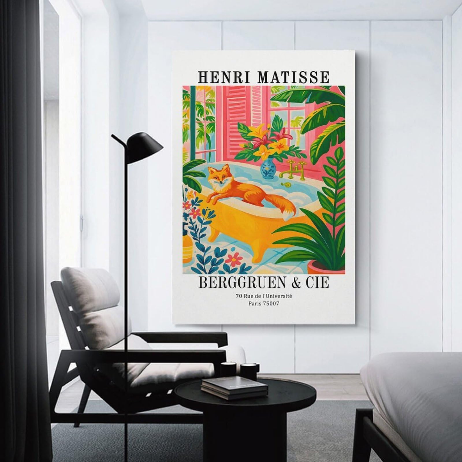 Junmoney Henri Matisse Fox in Bathtub Art Print Wall Decor Canvas Print, 20x30inch(50x75cm), for Home Lounge, Bedroom Or Reading Nook, Decorative Artwork for Empty Walls