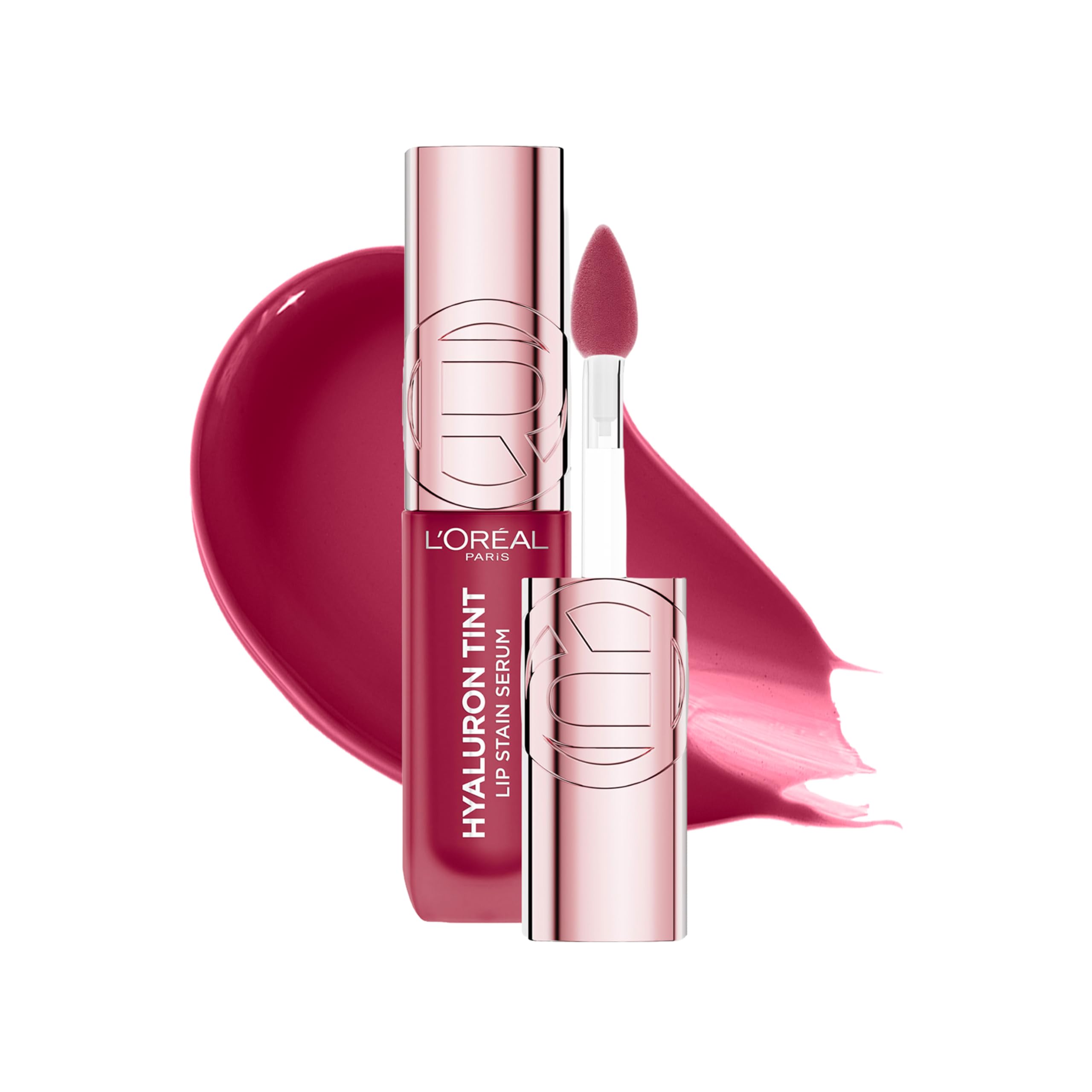 L'Oréal Paris Hyaluron Lip Stain Serum, Hydrating Lip Tint & Cheek Stain, Up to 2x More Hydrated Lips 12-Hour Longwear, Infused with Hyaluronic Acid, Shade 490 Berry Jolie