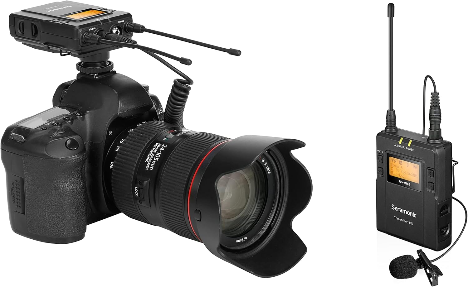 Saramonic RX9 Receiver mounted on a DSLR camera