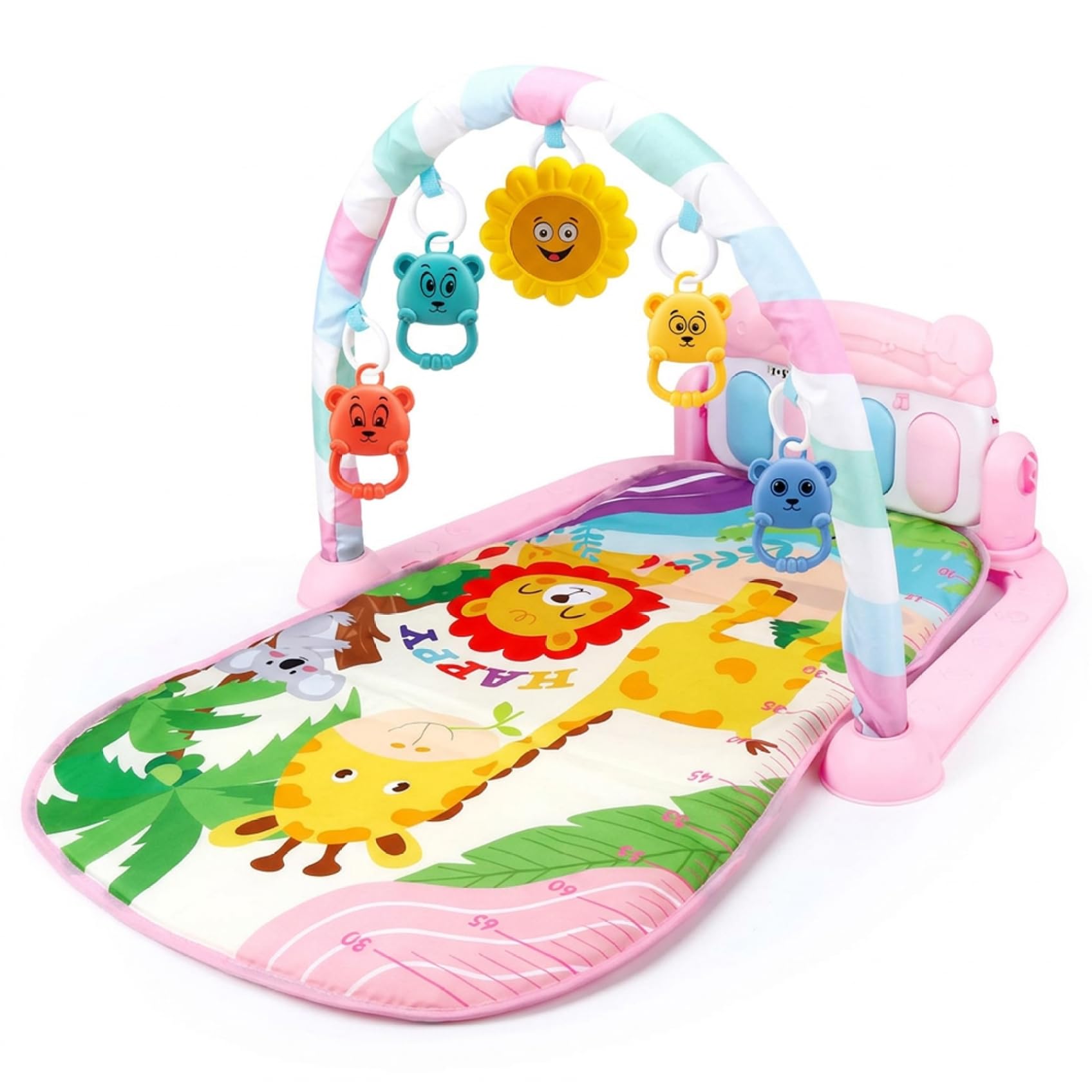 Aetherize Baby Gym Play Mat, Baby Activity Center with Kick Piano & Detachable Toys, Tummy Time & Activity Mat for Infants 0-36 Months with Animal Patterns