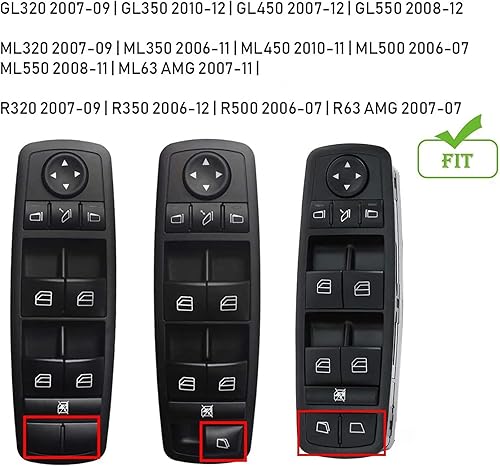 Miniatura 3 de Jaronx 2 botones de interruptor de ventana del conductor compatibles con Mercedes Benz, interruptor maestro de ventana de repuesto compatible con