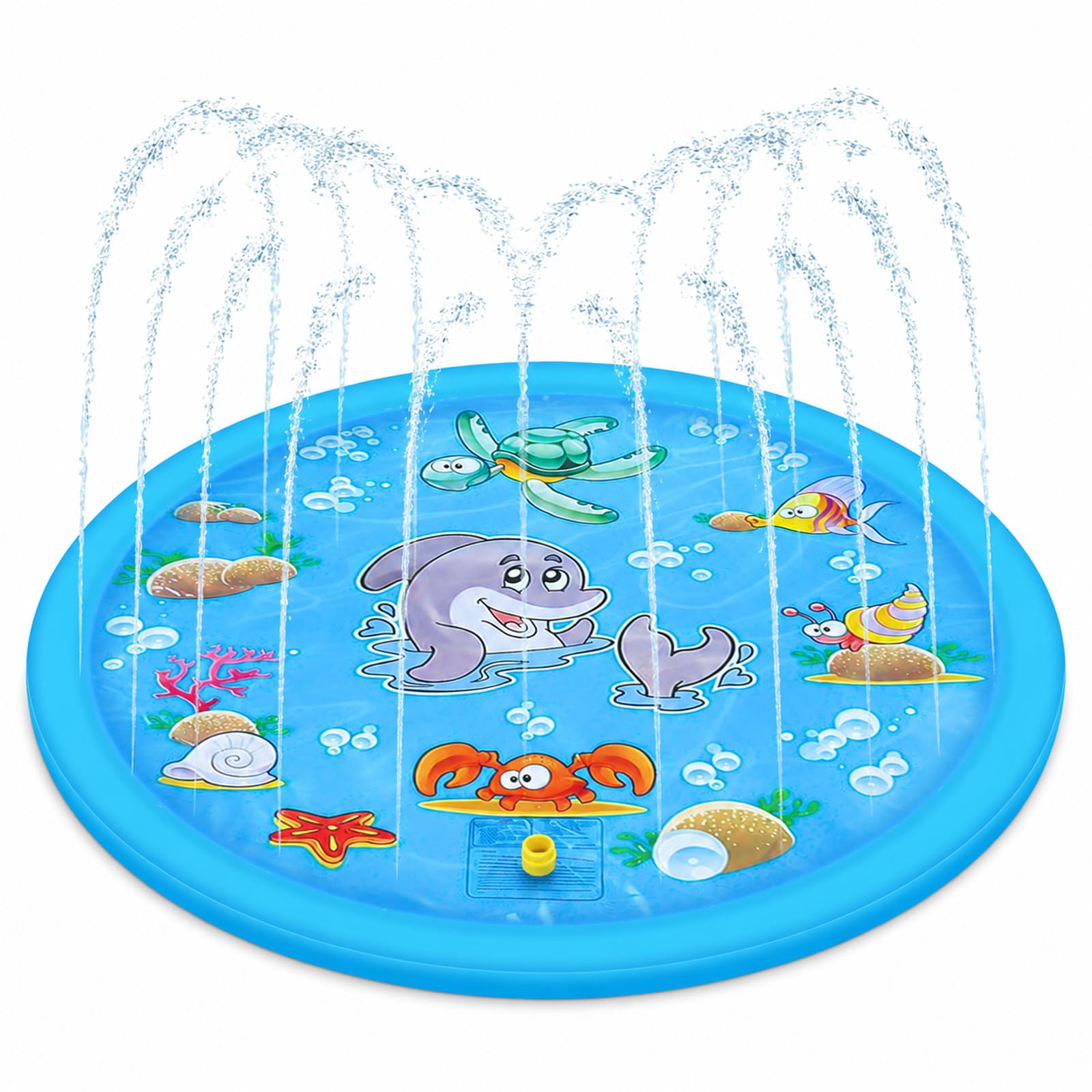Splash Pad for Kids, Dog Paddling Pool, Foldable Summer Garden Outdoor Swimming Pools for Boys, Girls, Children, Dogs, Fun Swimming Pool Water Toys, 100cm