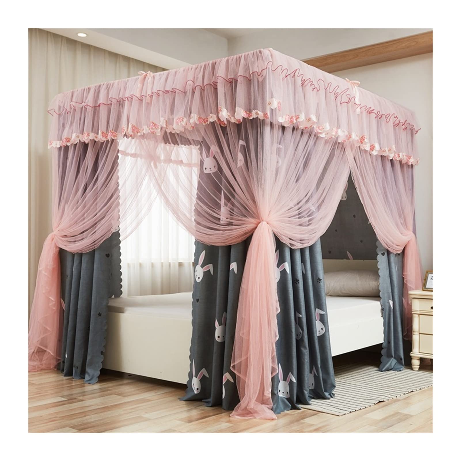Moustiquaire de lit anti-insectes efficace avec rideau de lit filles protecteur 180x200