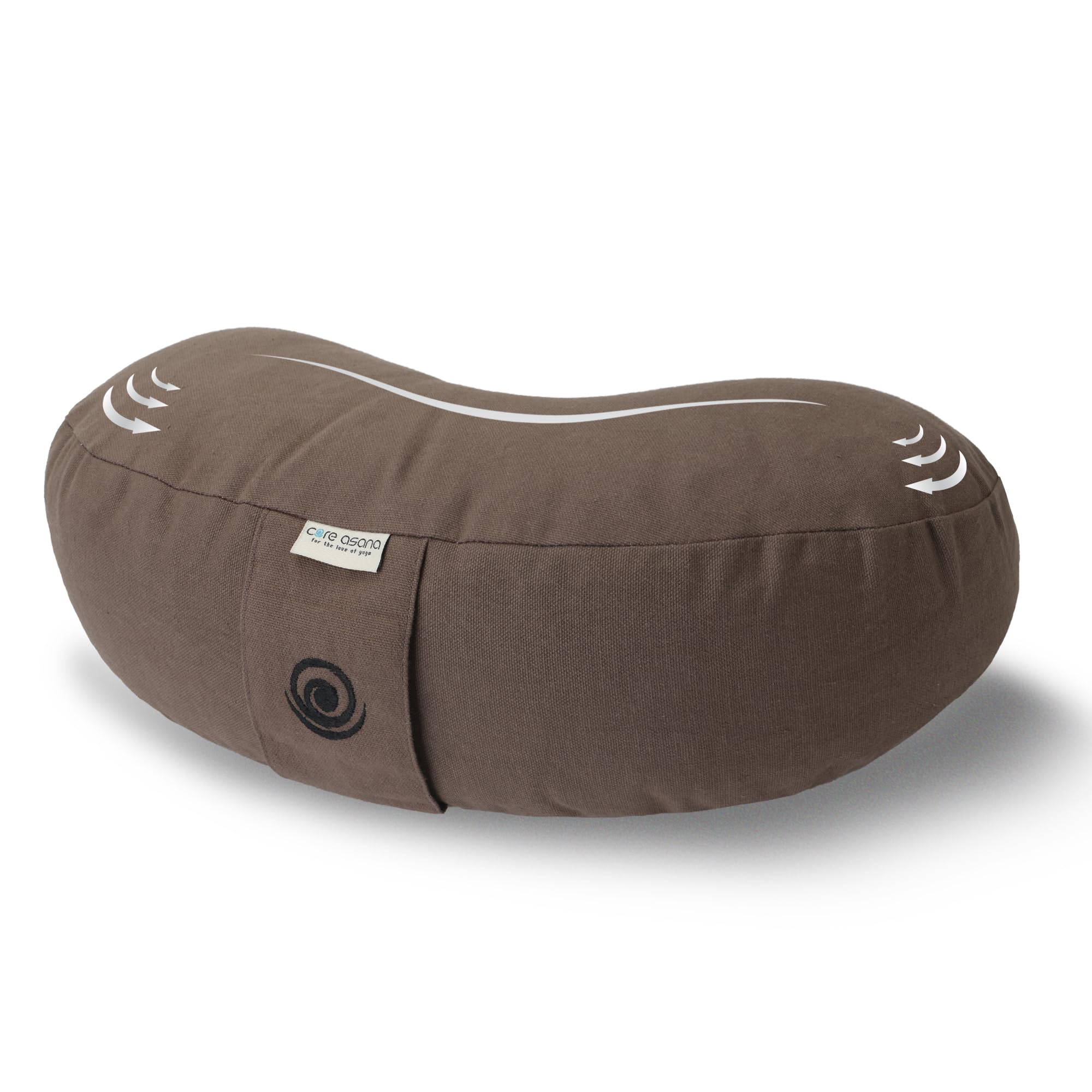 Core Asana Half Moon ZAFU Meditation Cushion, Buckwheat Filling, Washable Organic Cotton Cover, Carry Handle, Mindful Comfort, Reduce Tailbone Pressure & Improve Posture (Cedar)
