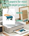Papier autocollant imprimable pour imprimante - Vinyle blanc imperméable Matte, 100 Feuilles 8.5x11 Compatible avec Cricut/Silhouette pour jet d'encre/Laser (Epson/HP/Canon) - Étiquettes/Organisations