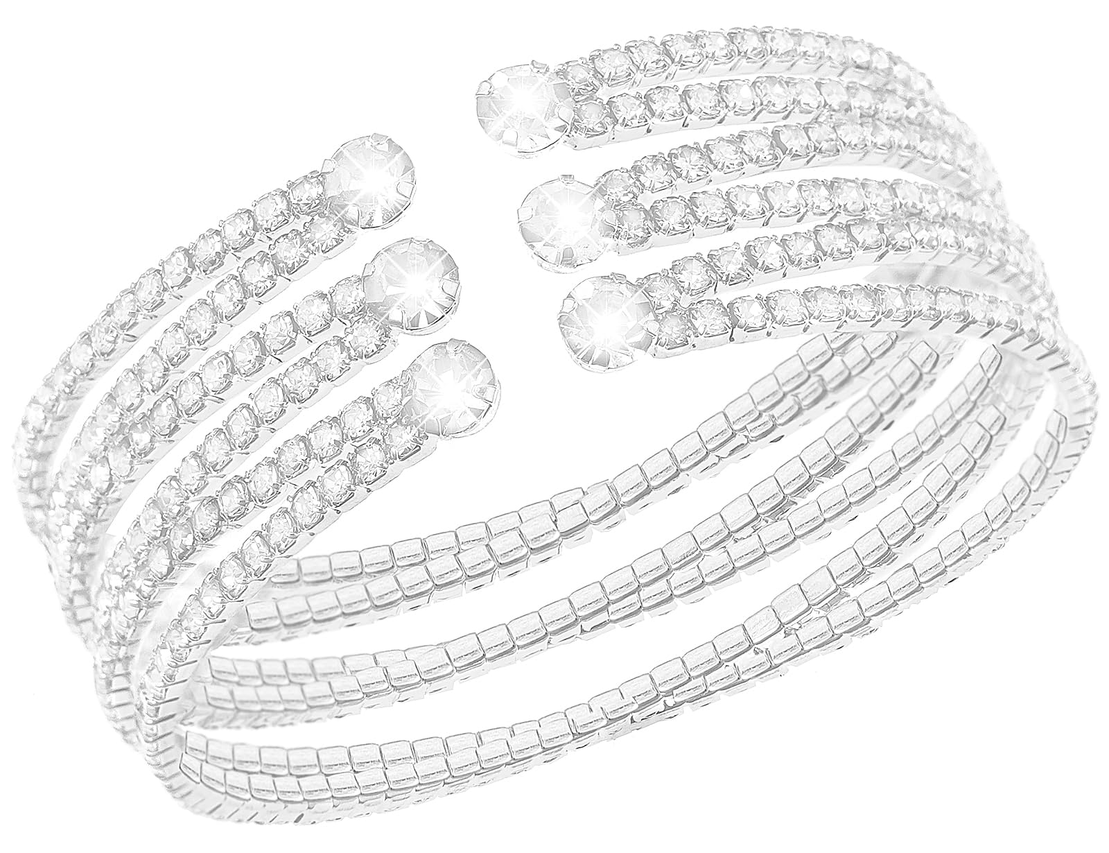 Suyi Rhinestone Bracelet for Women Silver Multilayer Cuff Bracelet Craystal Braidal Bracelets